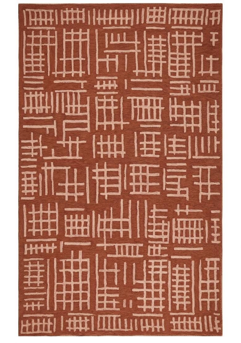 Saffron Rugs Hand Tufted Terracotta Geometric Contemporary Rectangular Wool Area Rug - Indya