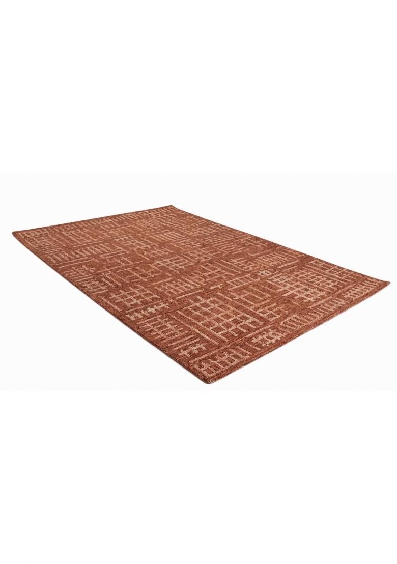 Saffron Rugs Hand Tufted Terracotta Geometric Contemporary Rectangular Wool Area Rug - Indya
