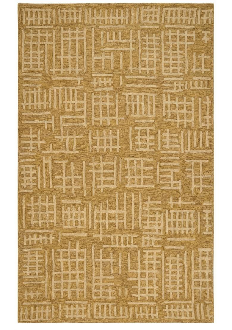 Saffron Rugs Hand Tufted Golden Ochre Geometric Contemporary Rectangular Wool Area Rug - Indya