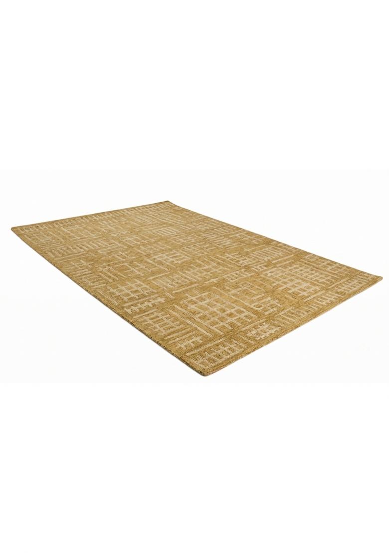 Saffron Rugs Hand Tufted Golden Ochre Geometric Contemporary Rectangular Wool Area Rug - Indya