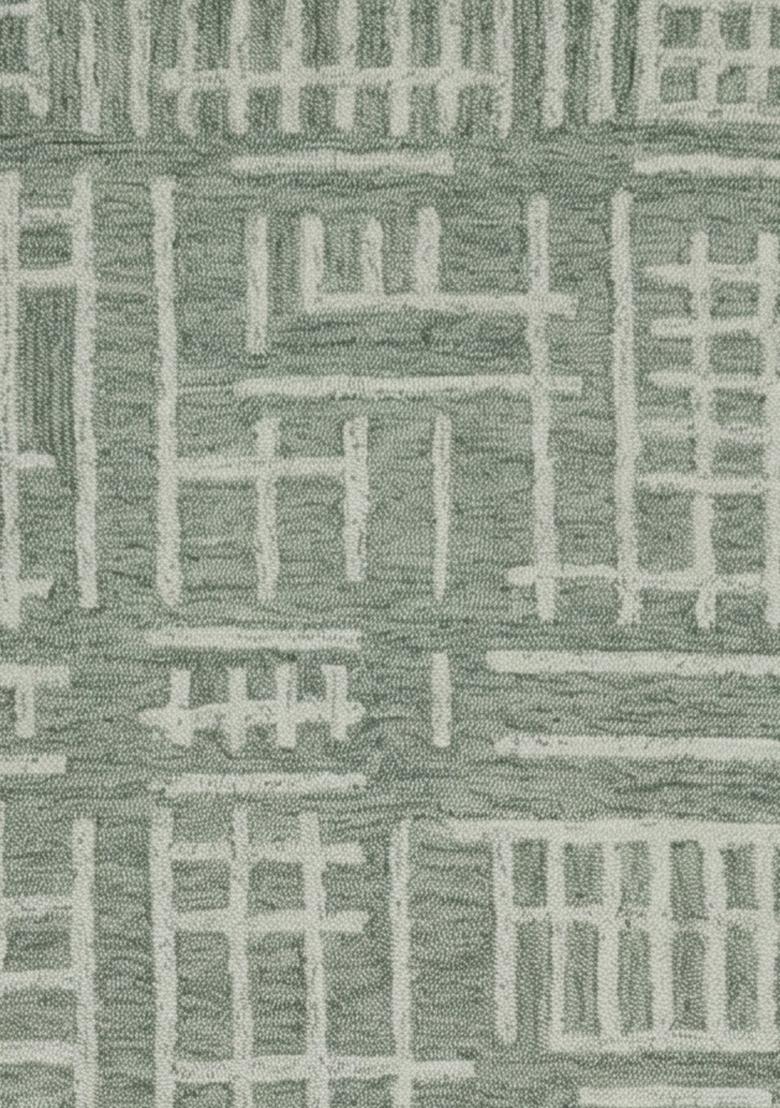 Saffron Rugs Hand Tufted Sage Green Geometric Contemporary Rectangular Wool Area Rug - Indya