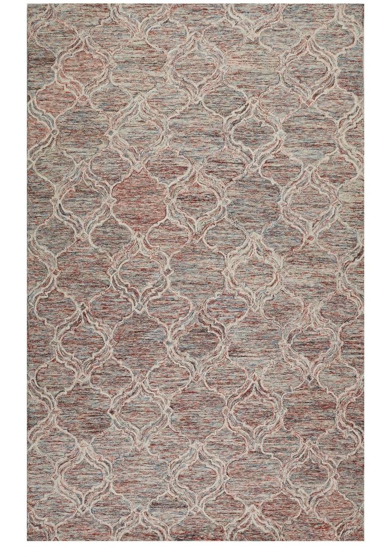 Saffron Rugs Hand Tufted Multicolor Terracotta Trellis Moroccan Rectangular Wool Area Rug - Indya