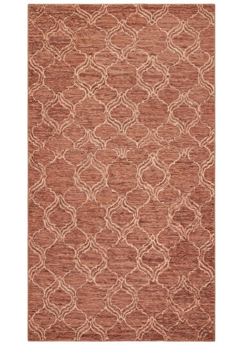 Saffron Rugs Hand Tufted Terracotta Trellis Moroccan Rectangular Wool Area Rug - Indya