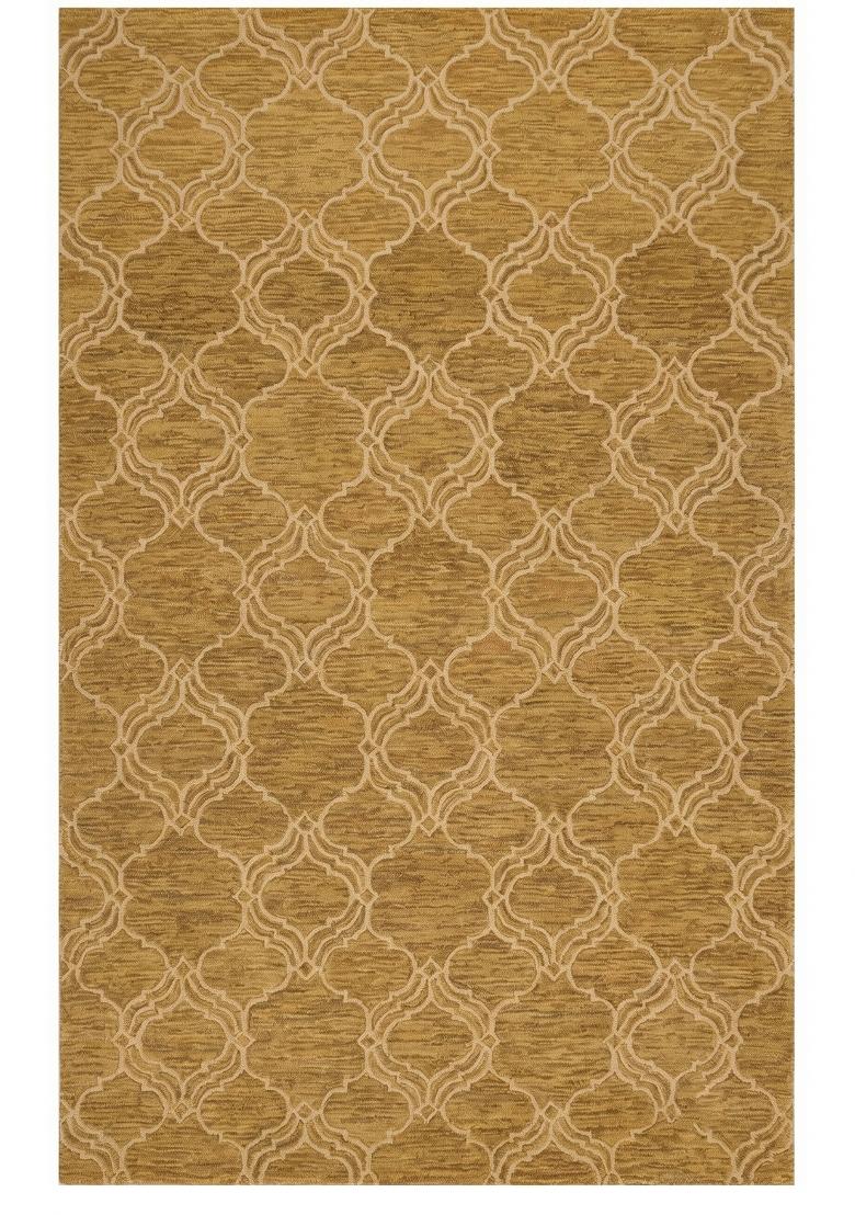 Saffron Rugs Hand Tufted Golden Yellow Trellis Moroccan Rectangular Wool Area Rug - Indya