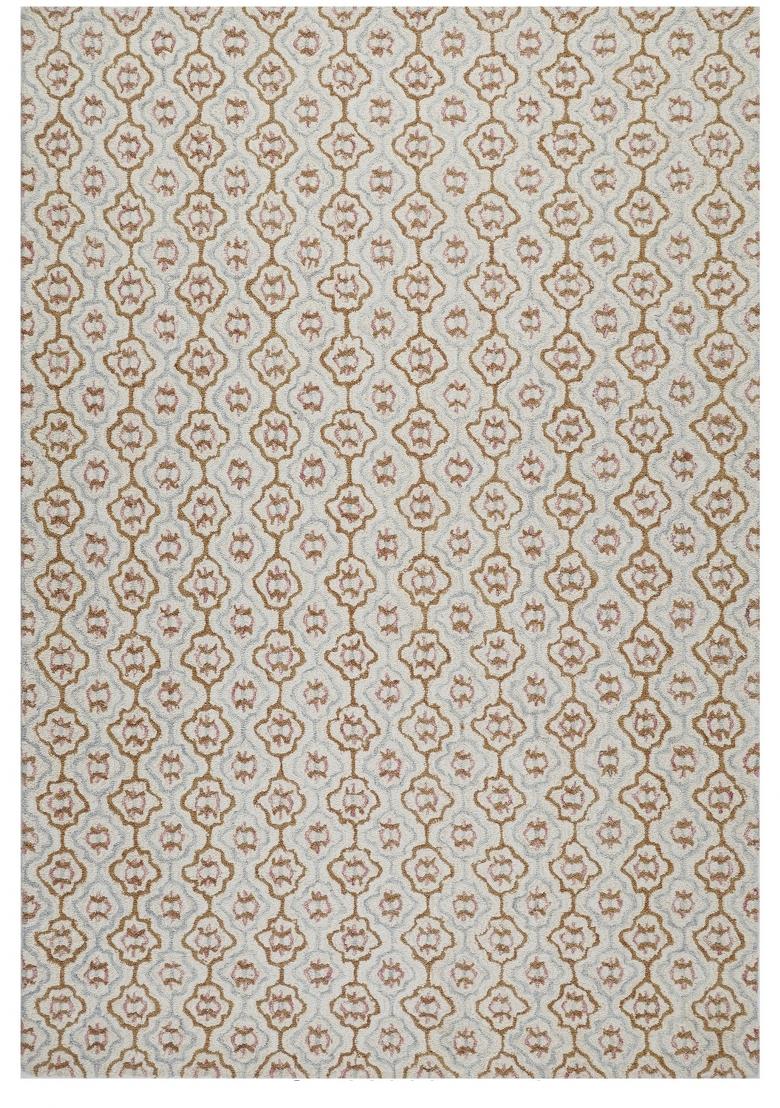 Saffron Rugs Hand Tufted Ivory Cream Gold Trellis Moroccan Rectangular Wool Area Rug - Indya