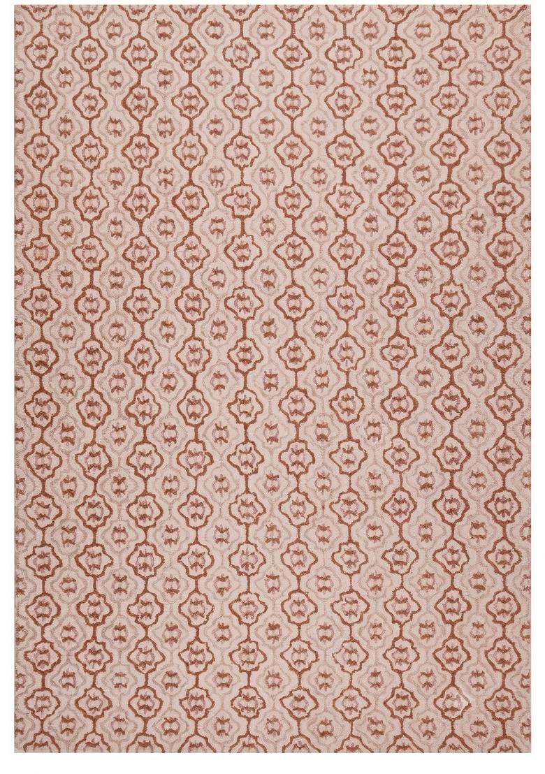 Saffron Rugs Hand Tufted Blush Terracotta Trellis Moroccan Rectangular Wool Area Rug - Indya