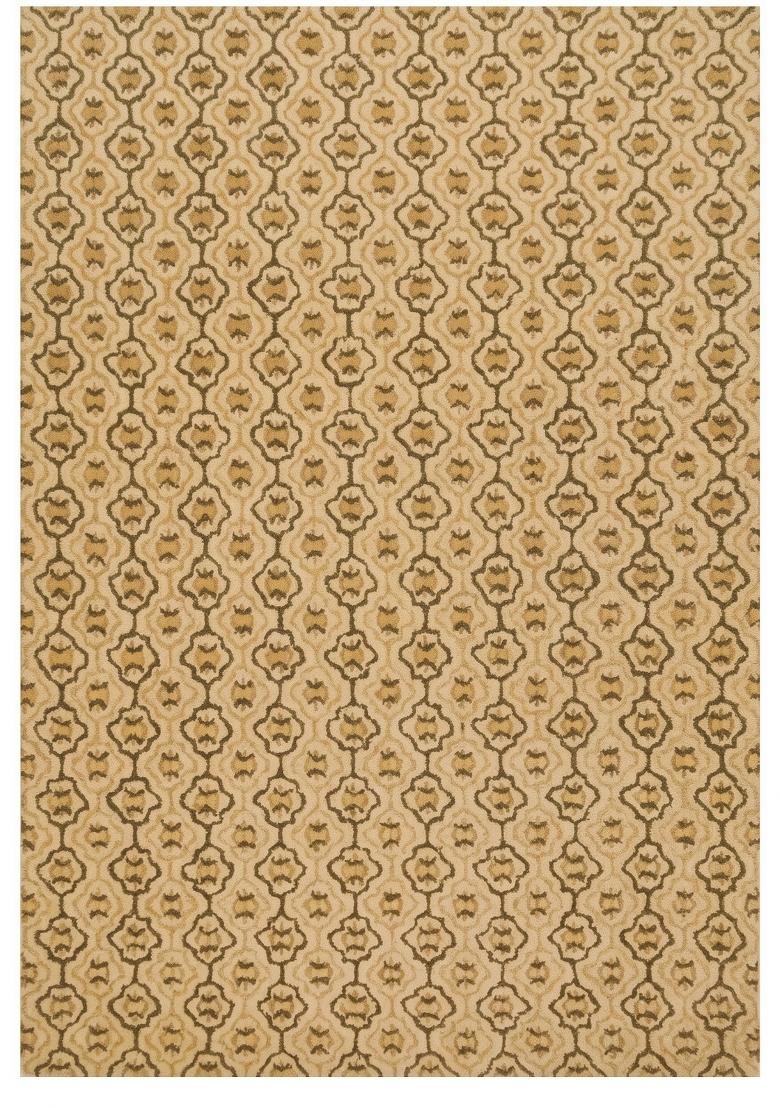 Saffron Rugs Hand Tufted Golden Beige Trellis Moroccan Rectangular Wool Area Rug - Indya