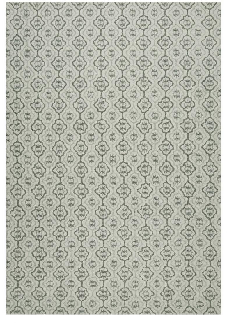 Saffron Rugs Hand Tufted Sage Green Trellis Moroccan Rectangular Wool Area Rug - Indya