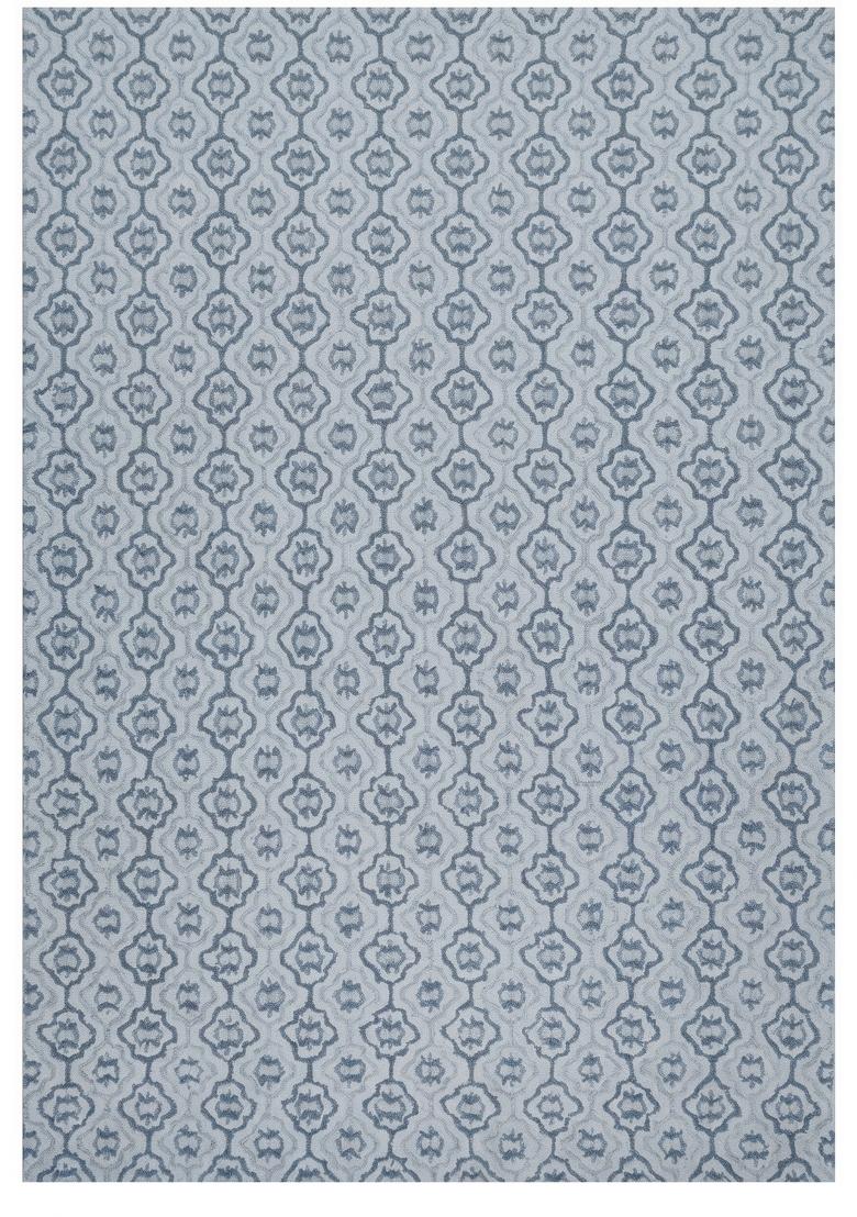 Saffron Rugs Hand Tufted Light Blue Grey Trellis Moroccan Rectangular Wool Area Rug - Indya