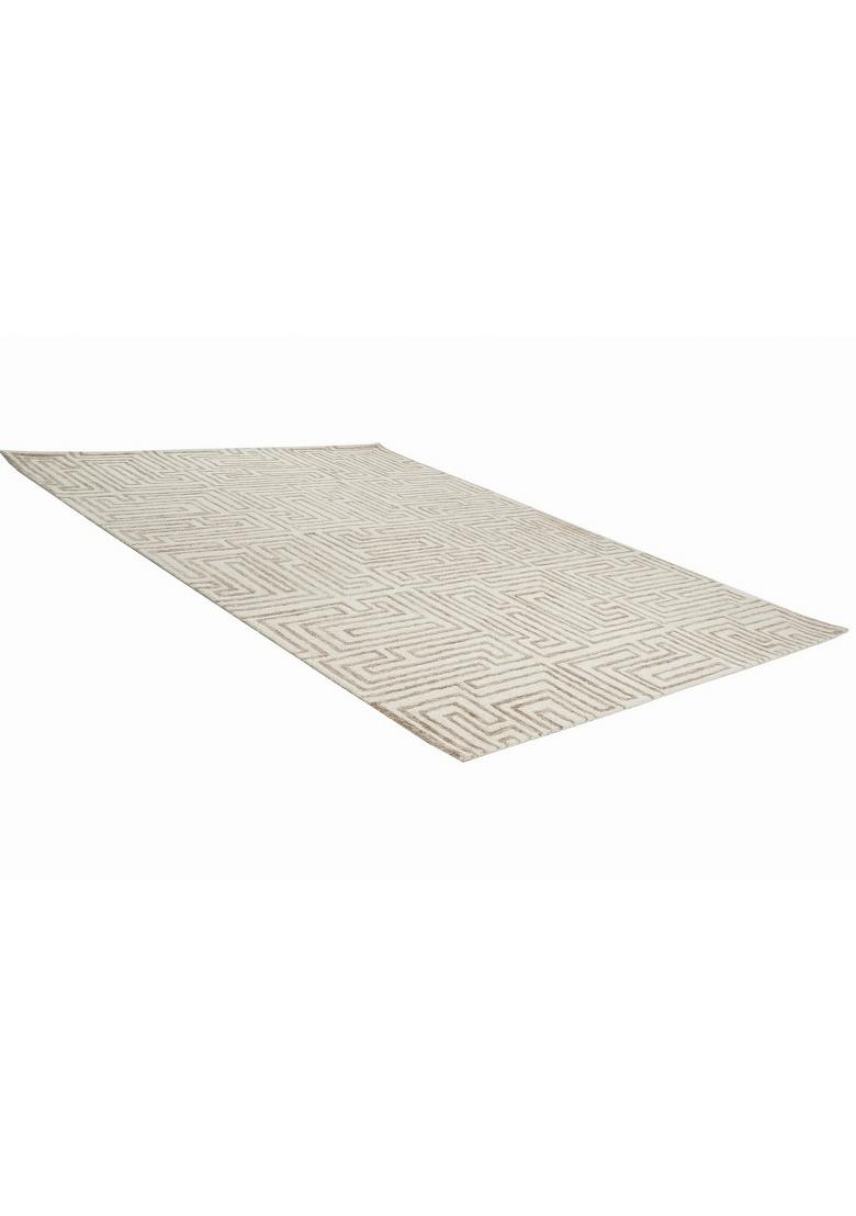 Saffron Rugs Hand Tufted Ivory Beige Geometric Contemporary Rectangular Wool Area Rug - Indya