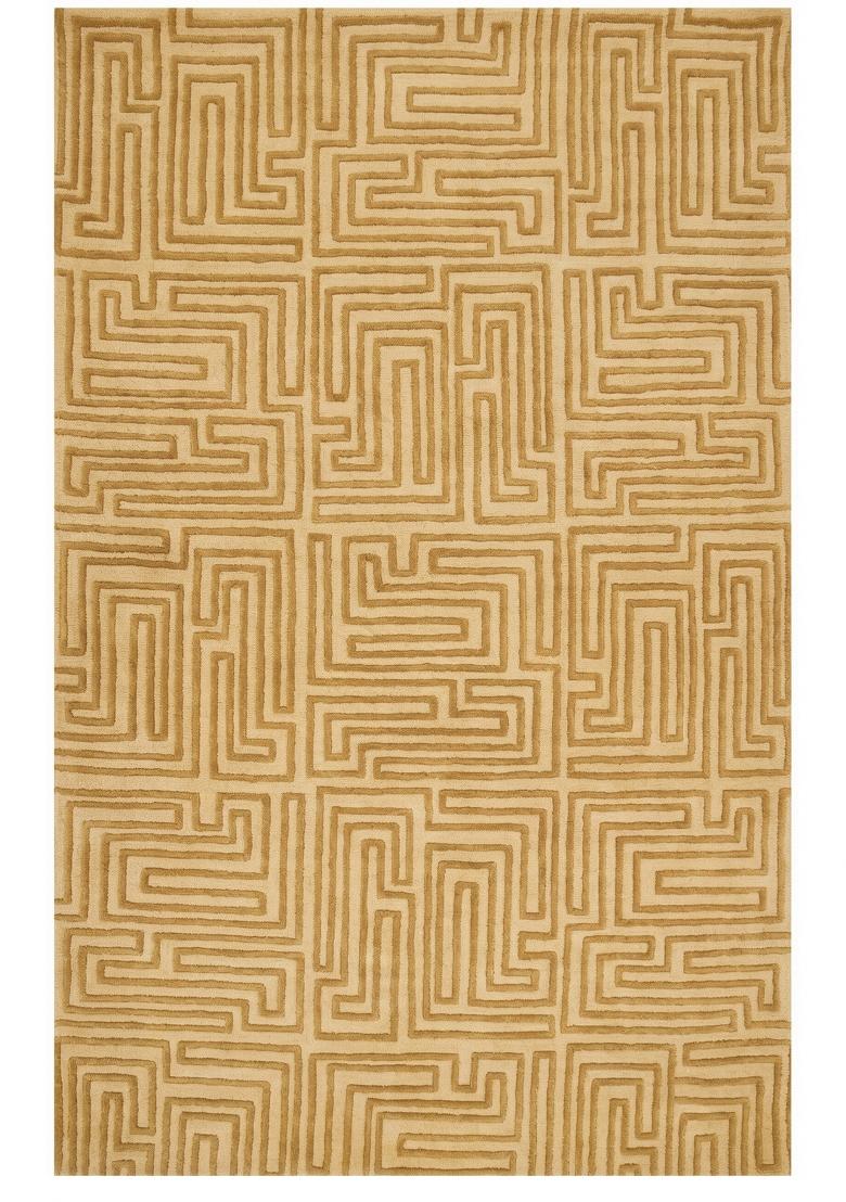 Saffron Rugs Hand Tufted Golden Yellow Geometric Contemporary Rectangular Wool Area Rug - Indya