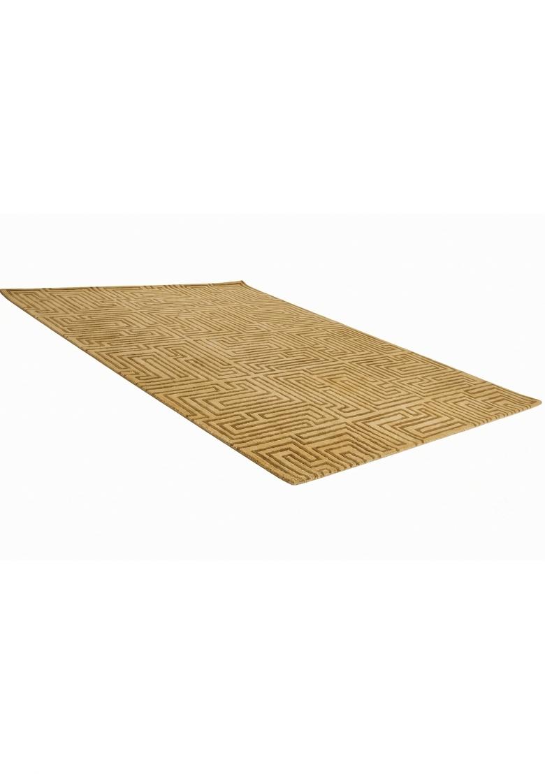 Saffron Rugs Hand Tufted Golden Yellow Geometric Contemporary Rectangular Wool Area Rug - Indya