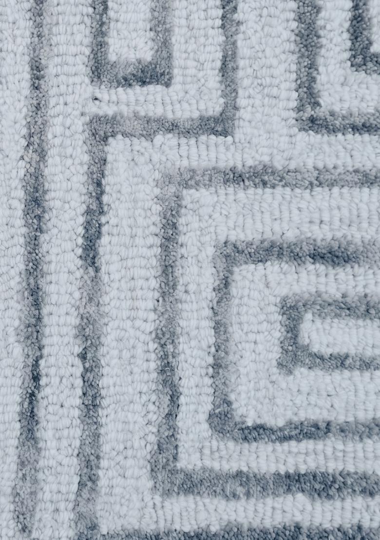 Saffron Rugs Hand Tufted Light Blue Grey Geometric Contemporary Rectangular Wool Area Rug - Indya