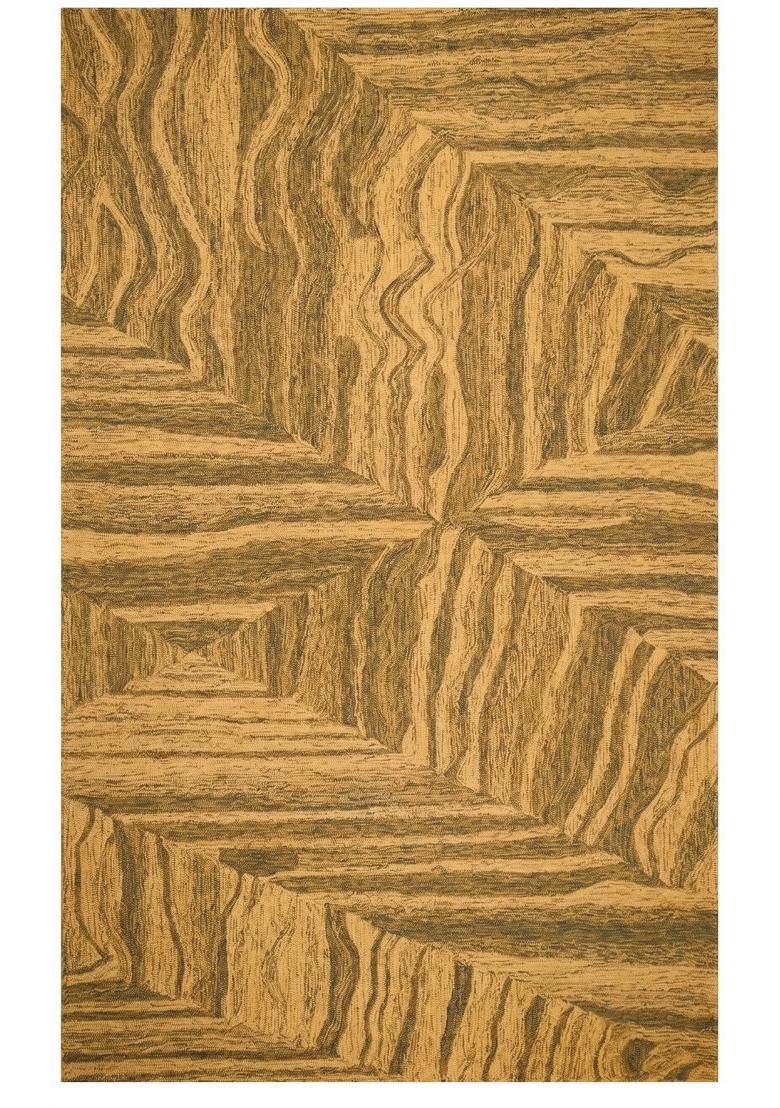 Saffron Rugs Hand Tufted Golden Brown Geometric Contemporary Rectangular Wool Area Rug - Indya
