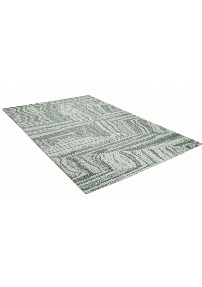 Saffron Rugs Hand Tufted Sage Green Geometric Contemporary Rectangular Wool Area Rug - Indya