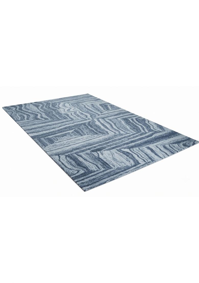 Saffron Rugs Hand Tufted Steel Blue Grey Geometric Contemporary Rectangular Wool Area Rug - Indya