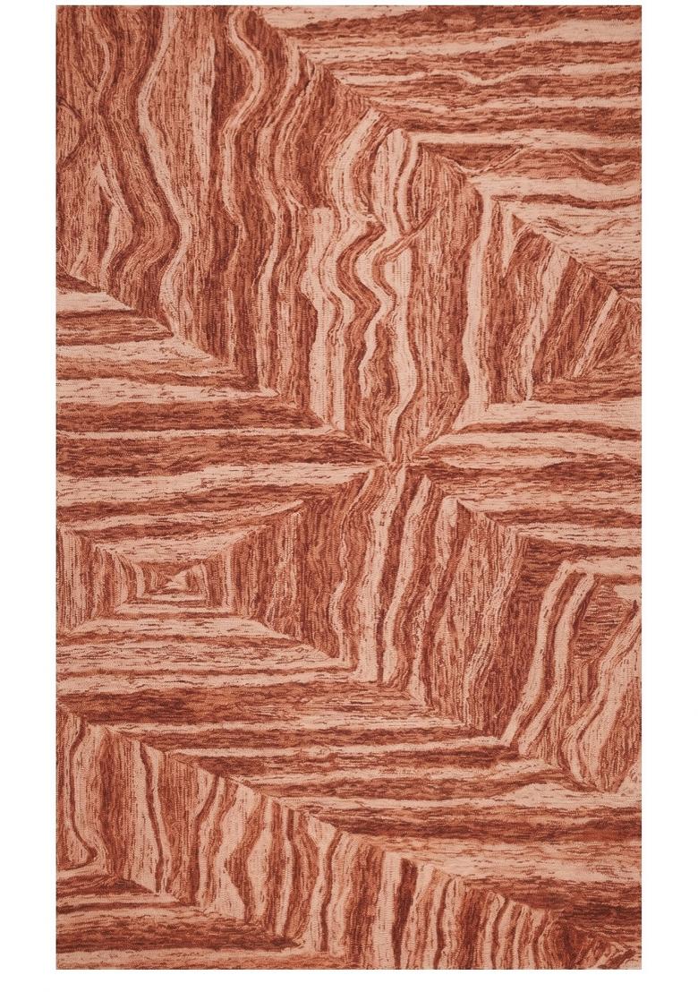 Saffron Rugs Hand Tufted Terracotta Pink Marble Contemporary Rectangular Wool Area Rug - Indya