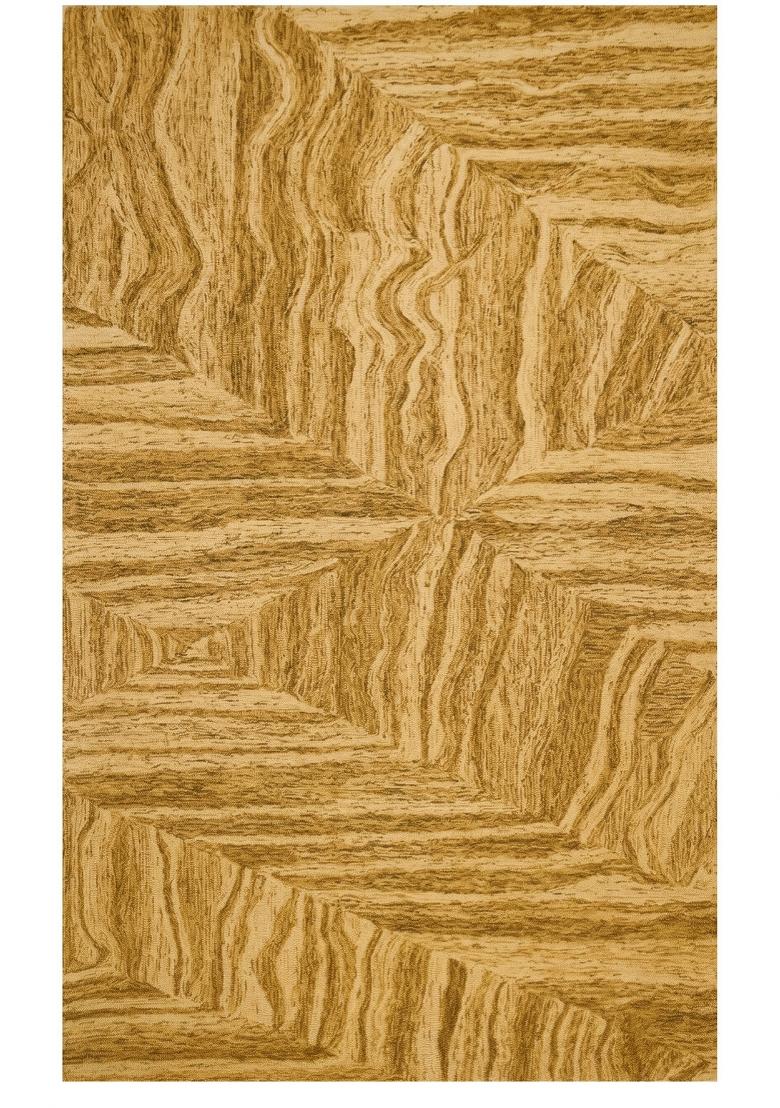 Saffron Rugs Hand Tufted Golden Beige Marble Contemporary Rectangular Wool Area Rug - Indya
