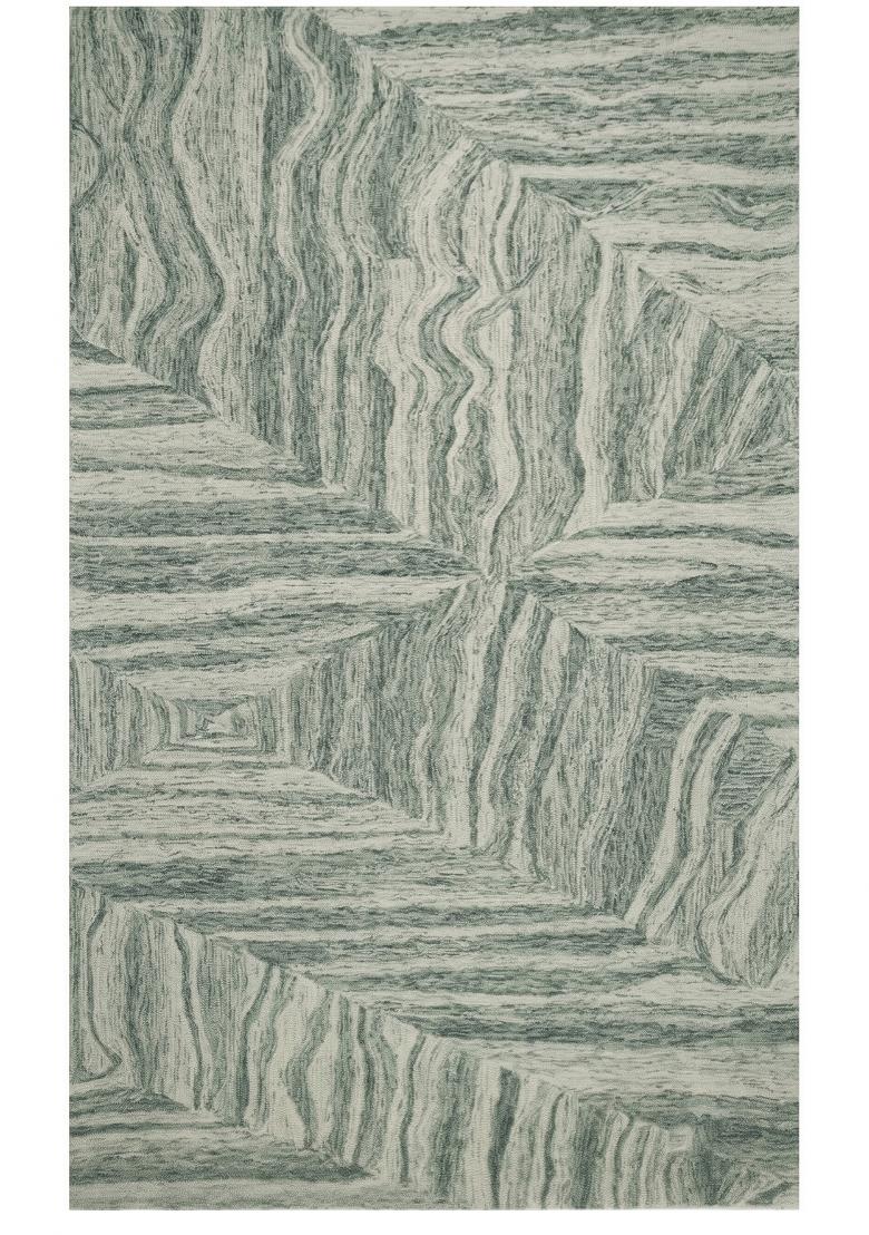 Saffron Rugs Hand Tufted Sage Green Marble Contemporary Rectangular Wool Area Rug - Indya