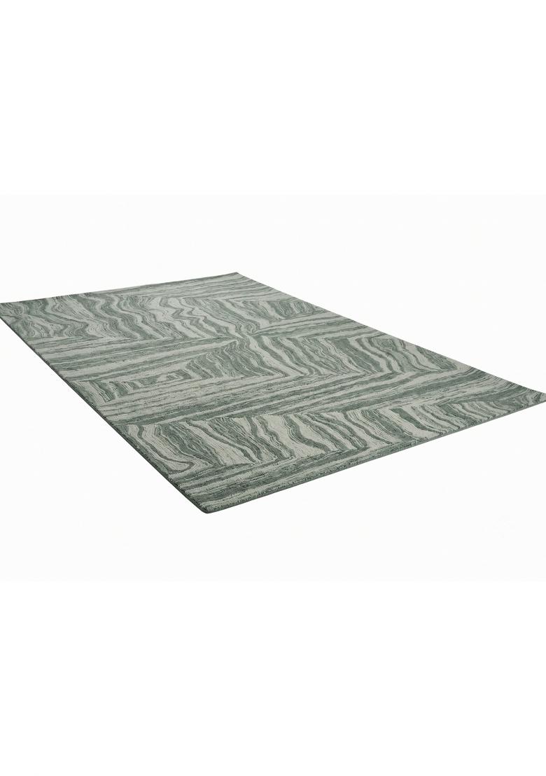 Saffron Rugs Hand Tufted Sage Green Marble Contemporary Rectangular Wool Area Rug - Indya