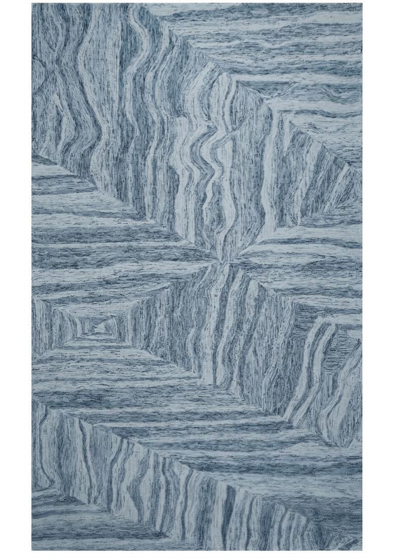 Saffron Rugs Hand Tufted Light Steel Blue Marble Contemporary Rectangular Wool Area Rug - Indya