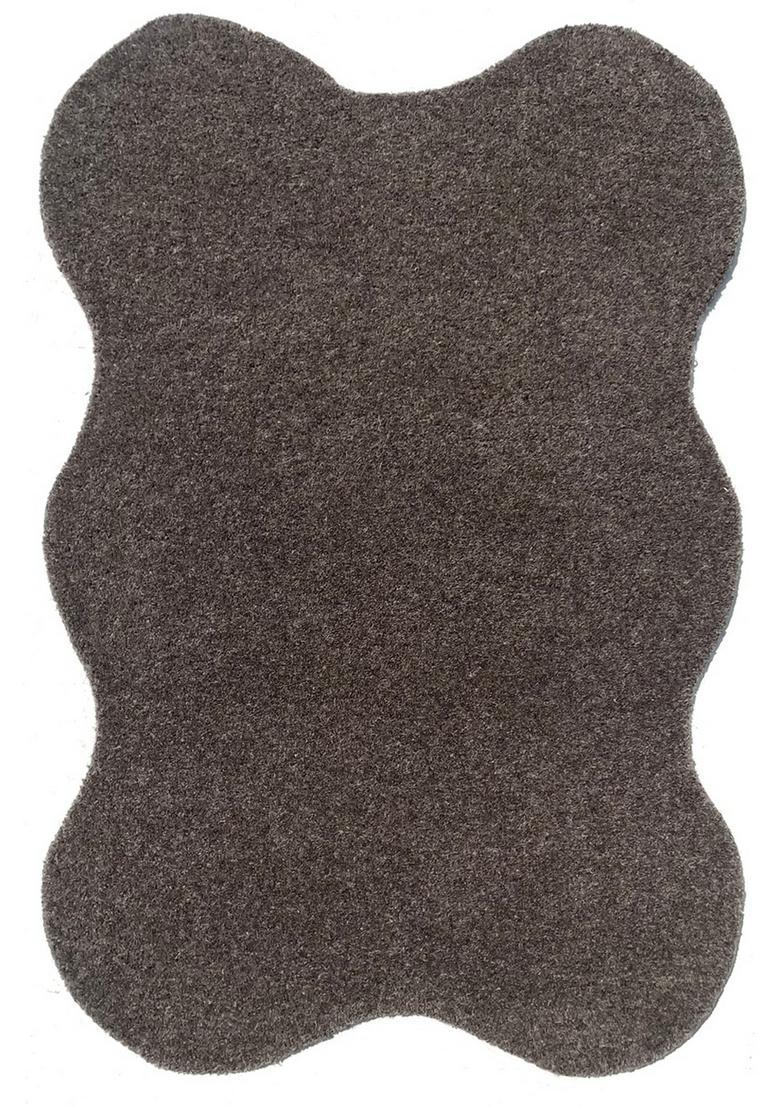 Saffron Rugs Hand Tufted Taupe Brown Solid  Scalloped Wool Area Rug - Indya