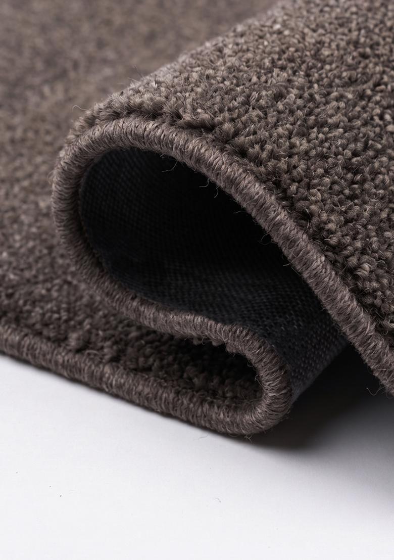 Saffron Rugs Hand Tufted Taupe Brown Solid  Scalloped Wool Area Rug - Indya