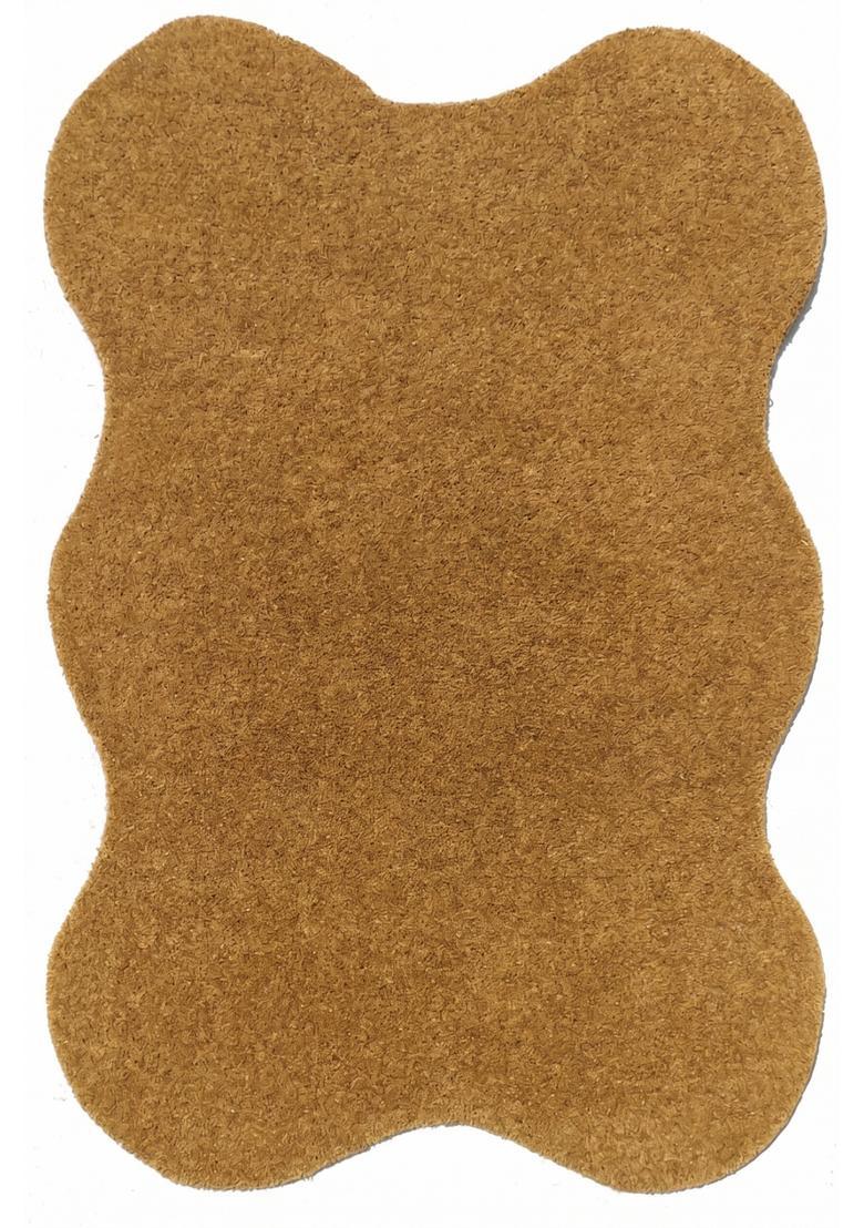 Saffron Rugs Hand Tufted Warm Mustard Brown Solid  Scalloped Wool Area Rug - Indya