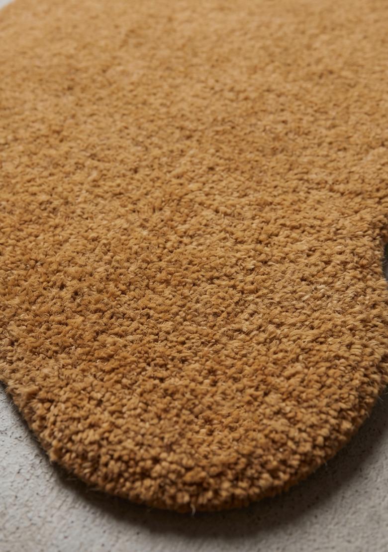 Saffron Rugs Hand Tufted Warm Mustard Brown Solid  Scalloped Wool Area Rug - Indya