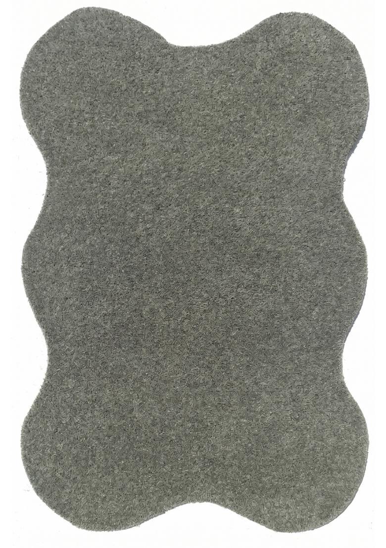 Saffron Rugs Hand Tufted Grey Solid  Scalloped Wool Area Rug - Indya