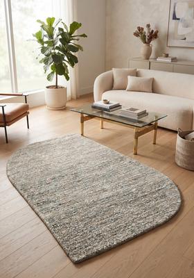 Saffron Rugs Hand Tufted Grey Solid  Oblong Wool Area Rug