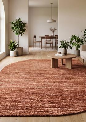 Saffron Rugs Hand Tufted Terracotta Brown Solid  Oblong Wool Area Rug
