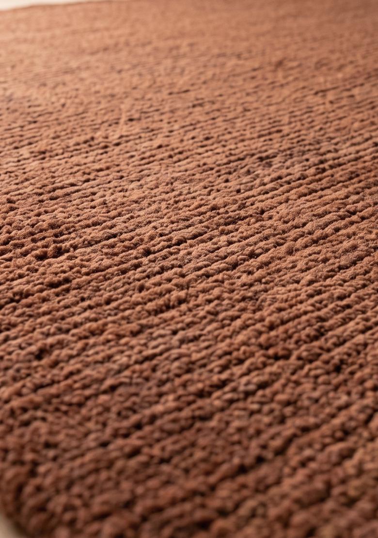 Saffron Rugs Hand Tufted Terracotta Brown Solid  Oblong Wool Area Rug - Indya