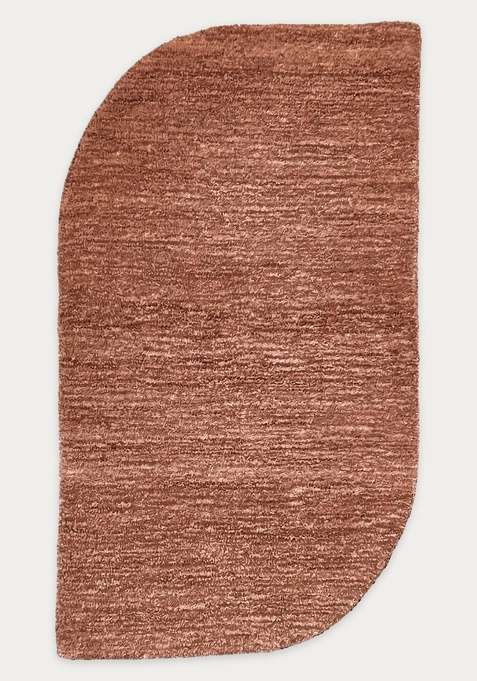 100% Wool Handmade Terracotta Brown Rug | Contemporary Solid Oblong Carpet With Cotton Backing For Living Room