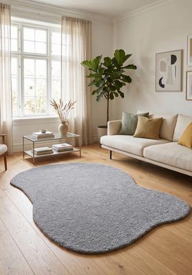 Saffron Rugs Hand Tufted Medium Grey Solid  Oblong Wool Area Rug