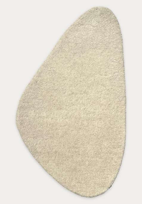 100% Wool Handmade Cream Rug | Scandinavian Solid Oblong Carpet With Cotton Backing For Living Room