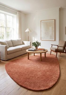 Saffron Rugs Hand Tufted Terracotta Solid  Oblong Wool Area Rug