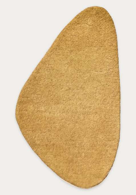 100% Wool Handmade Mustard Yellow Rug | Scandinavian Solid Oblong Carpet With Cotton Backing For Living Room