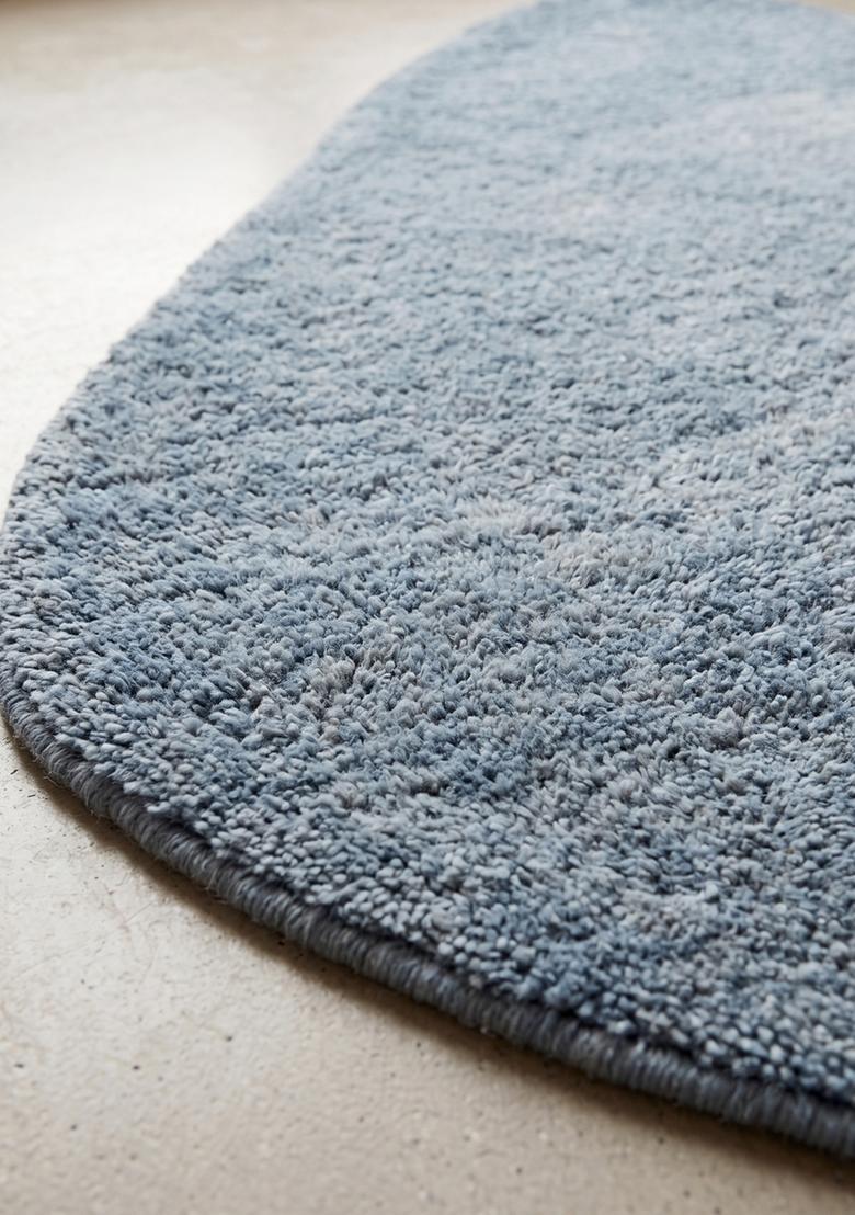 Saffron Rugs Hand Tufted Light Steel Blue Solid  Oblong Wool Area Rug - Indya