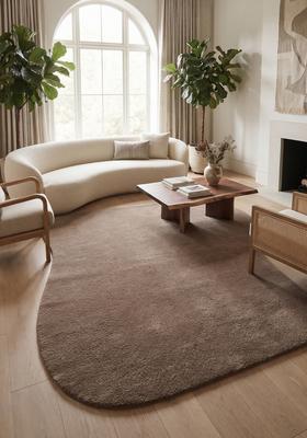 Saffron Rugs Hand Tufted Taupe Brown Solid  Oblong Wool Area Rug