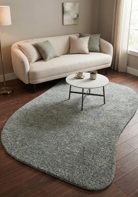 Saffron Rugs Hand Tufted Sage Grey Solid  Oblong Wool Area Rug