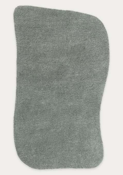 100% Wool Handmade Sage Grey Rug | Contemporary Solid Oblong Carpet With Cotton Backing For Living Room