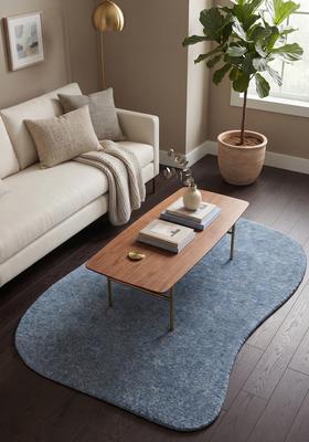 Saffron Rugs Hand Tufted Steel Blue Solid  Oblong Wool Area Rug
