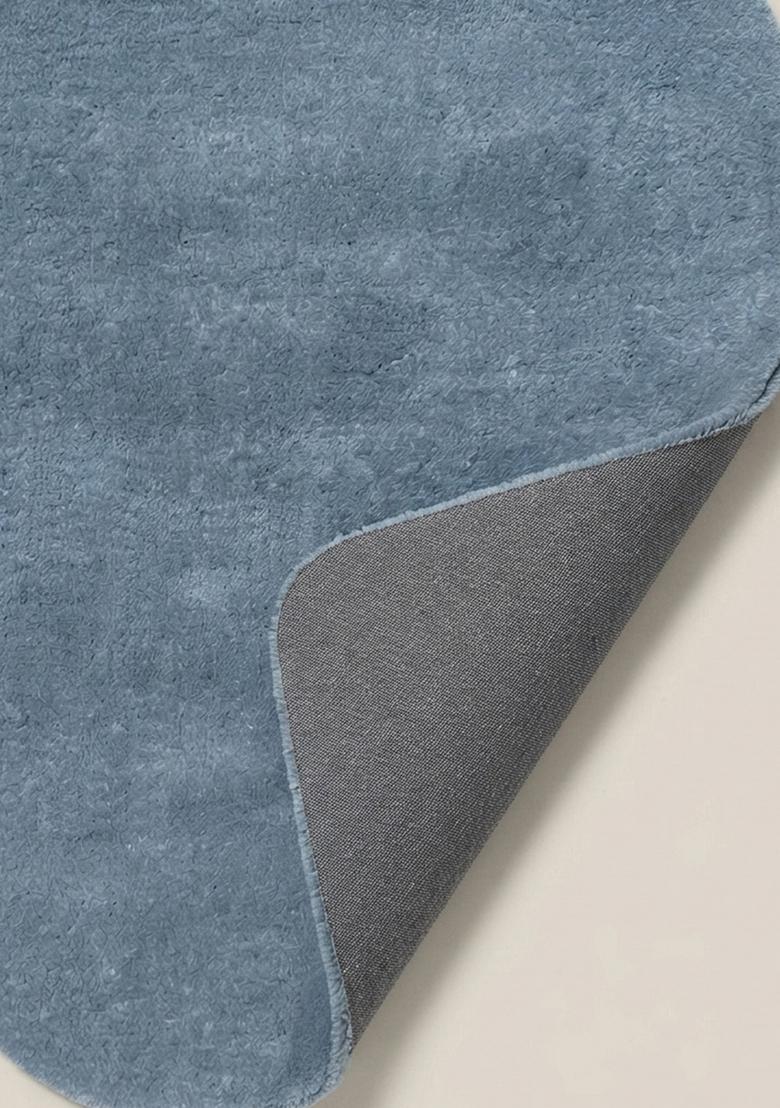 Saffron Rugs Hand Tufted Steel Blue Solid  Oblong Wool Area Rug - Indya