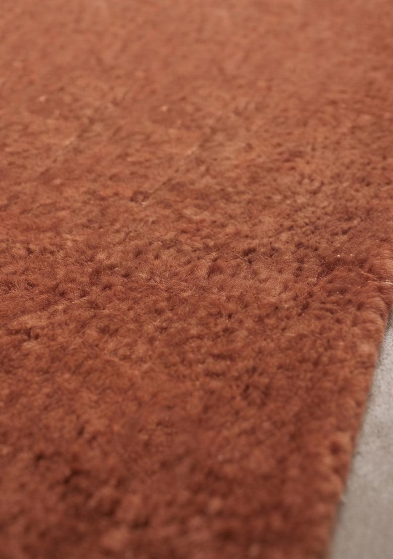 Saffron Rugs Hand Tufted Terracotta Orange Solid  Oblong Wool Area Rug - Indya