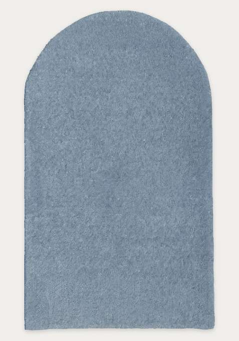 100% Wool Handmade Steel Blue Rug | Contemporary Solid Oblong Carpet With Cotton Backing For Living Room