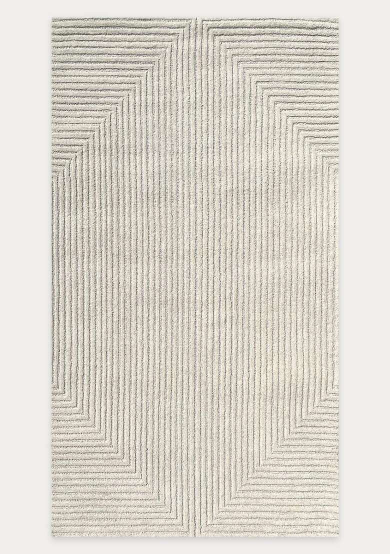 100% Wool Handmade Ivory Off White Rug | Contemporary Geometric Carpet With Cotton Backing For Living Room - Indya