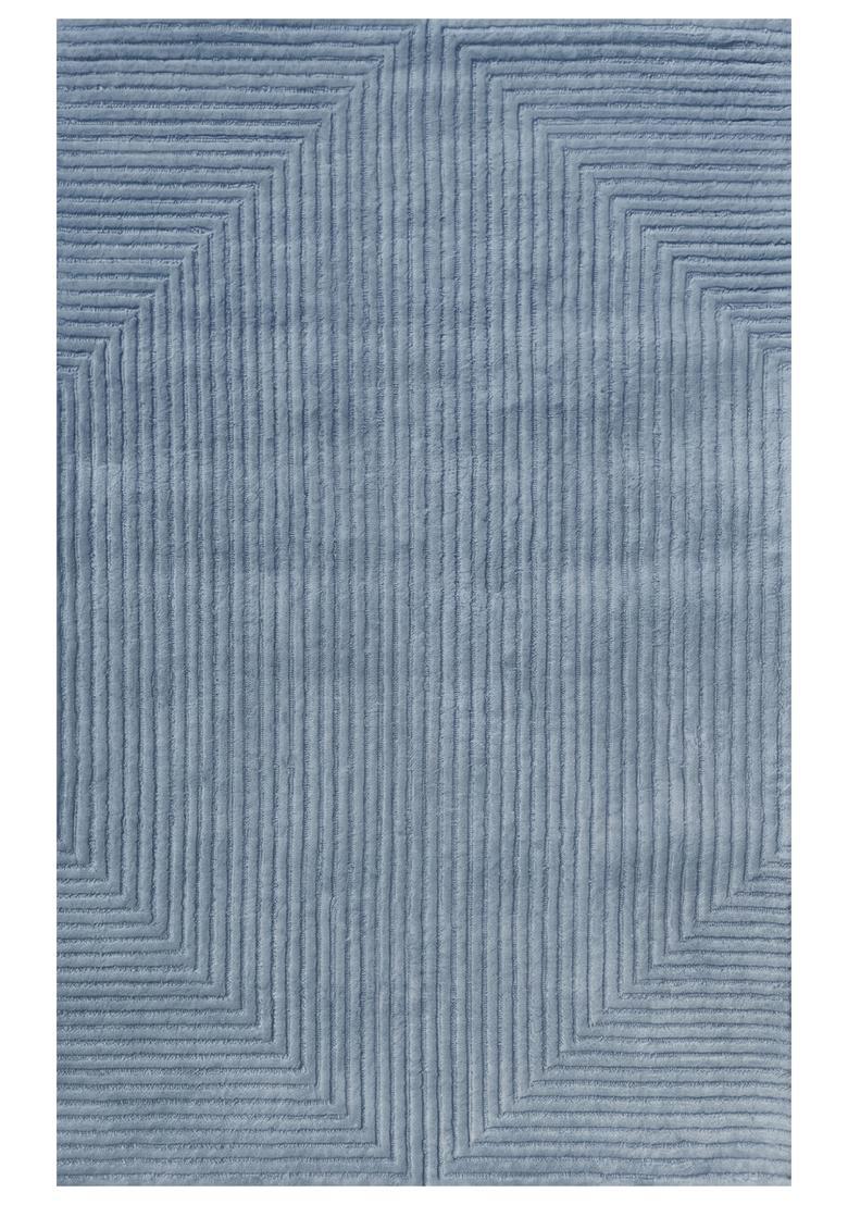 Saffron Rugs Hand Tufted Steel Blue Geometric  Rectangular Wool Area Rug - Indya
