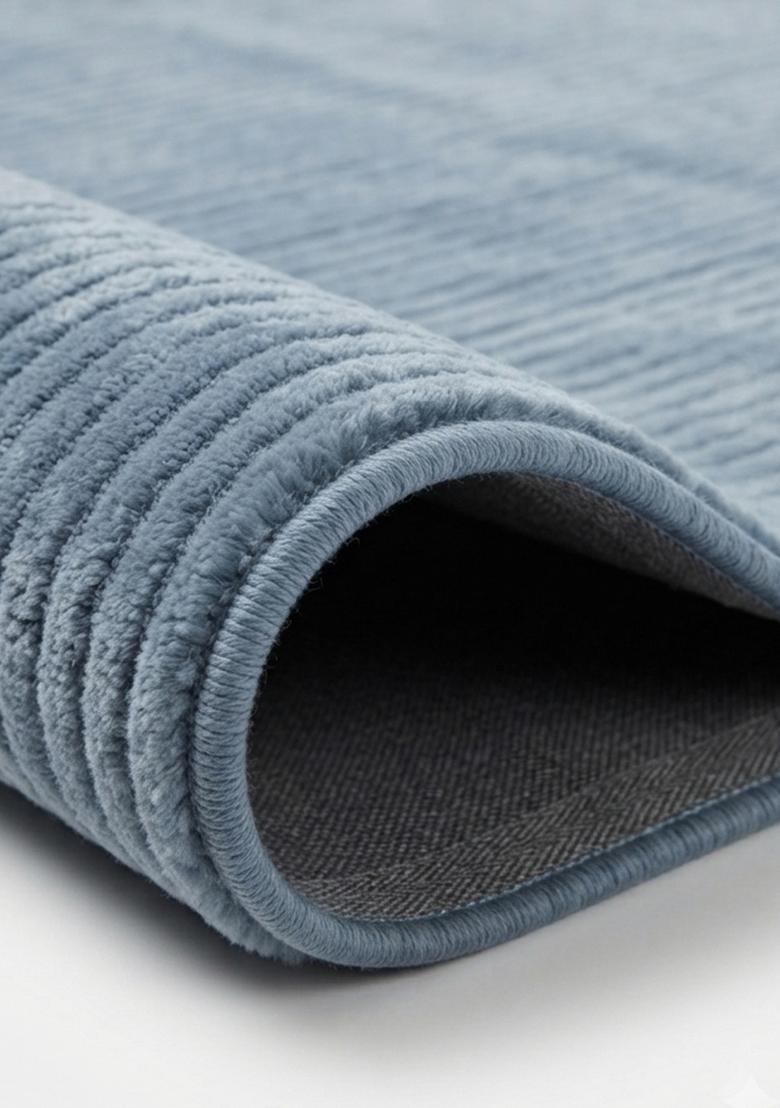 Saffron Rugs Hand Tufted Steel Blue Geometric  Rectangular Wool Area Rug - Indya