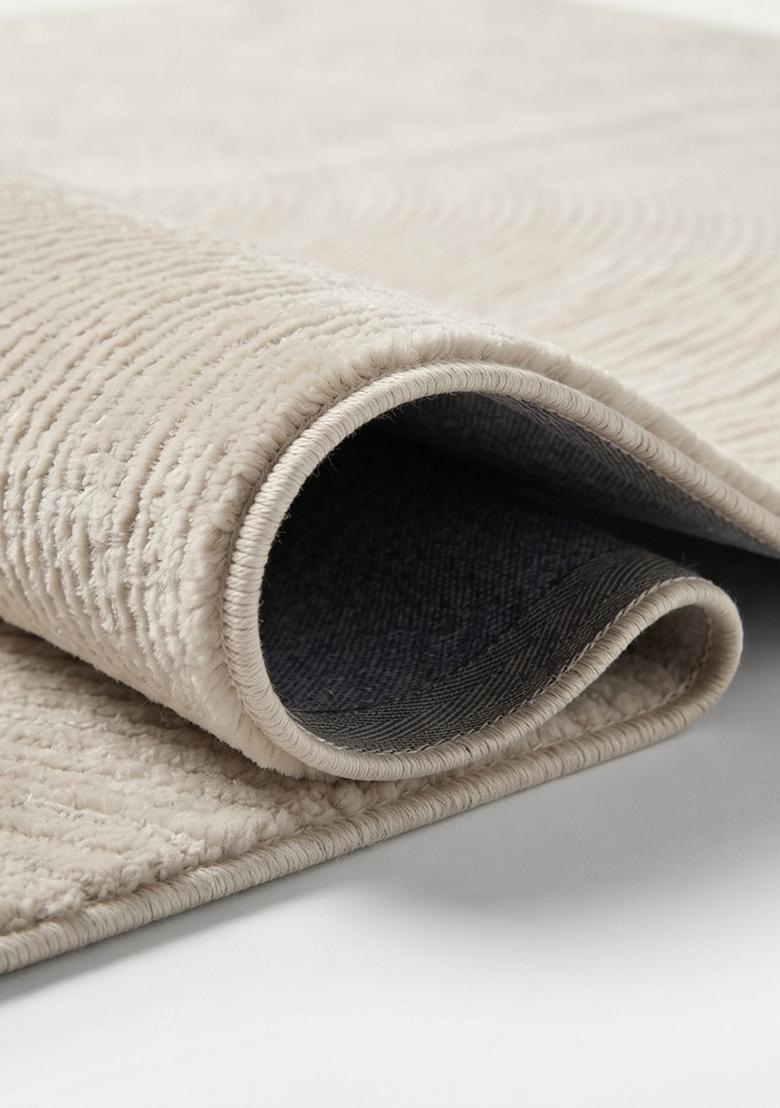 Saffron Rugs Hand Tufted Off-White Swirls  Rectangular Wool Area Rug - Indya
